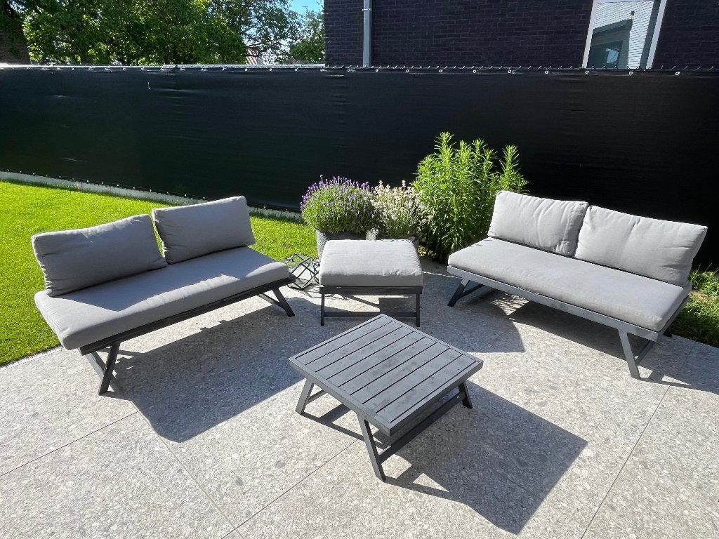 Loungeset Exterioo, Jardin & Terrasse, Ensembles de jardin, Utilisé, Sets de jardin, Aluminium, 5 places, Banque, Table d'appoint