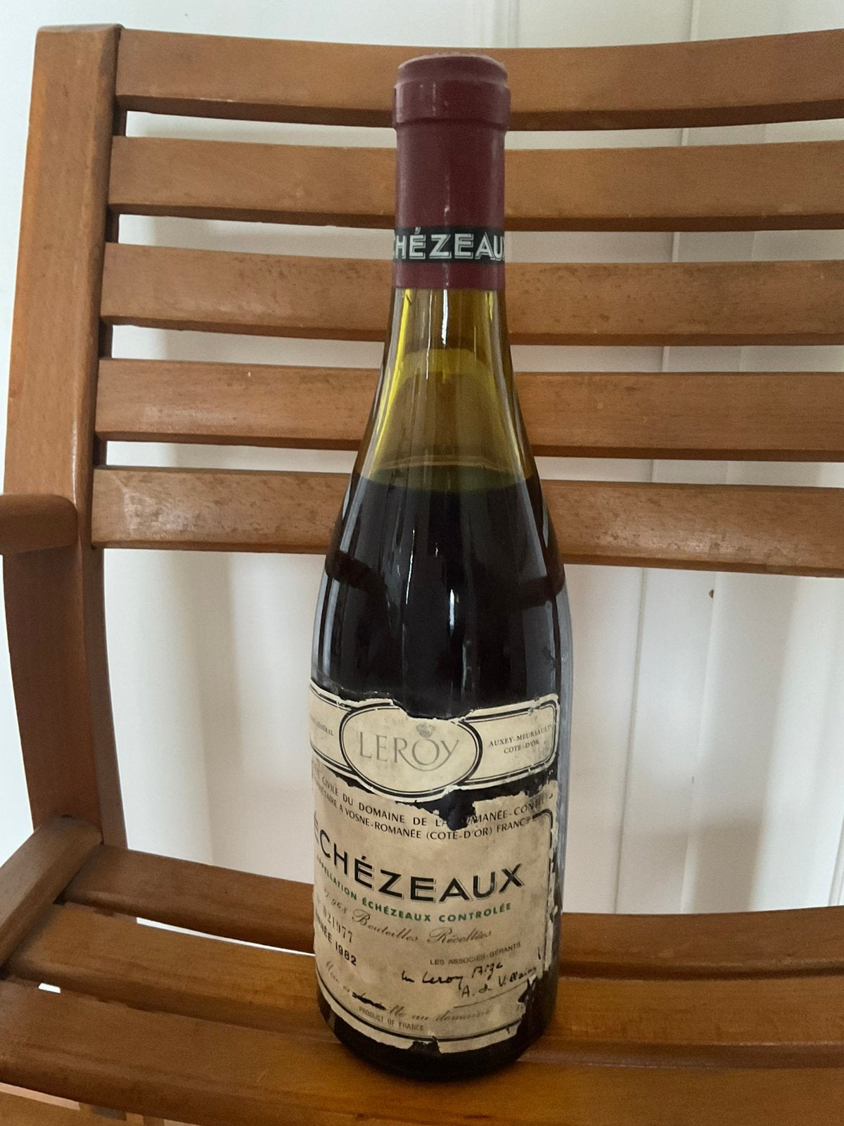 Rare: Bouteille de vin Échézeaux Romanée Conti 1982, Collections, Enlèvement ou Envoi, Comme neuf, France, Pleine