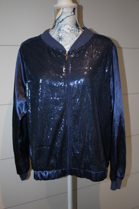 blauw dames jasje met pailletten - mt 46 - Zeeman, Vêtements | Femmes, Vestes & Costumes, Taille 46/48 (XL) ou plus grande, Enlèvement ou Envoi