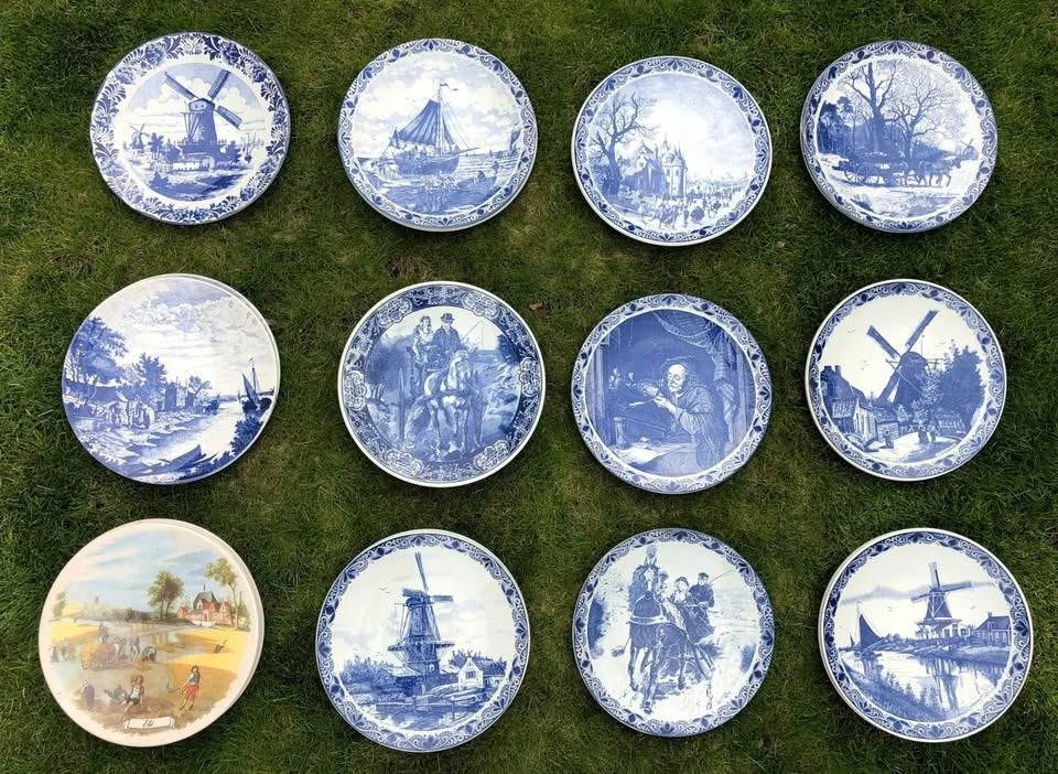 Grote borden Delfts aardewerk (diameter  38 cm), Antiek en Kunst, Ophalen