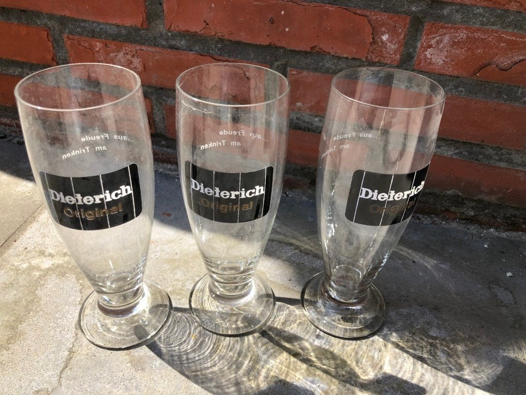 3 bierglazen Dieterich Original - aus Freude am Trinken, Verzamelen, Biermerken, Ophalen of Verzenden