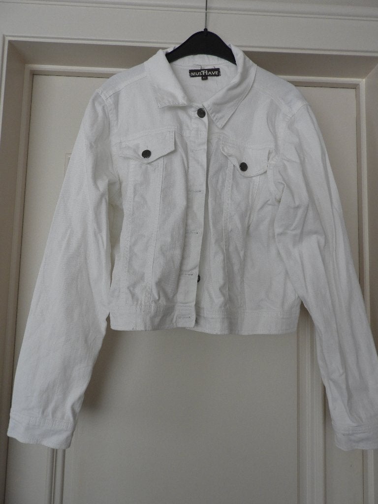 jas jeans wit XL, Kleding | Heren, Ophalen of Verzenden, Zo goed als nieuw, Maat 56/58 (XL), Wit