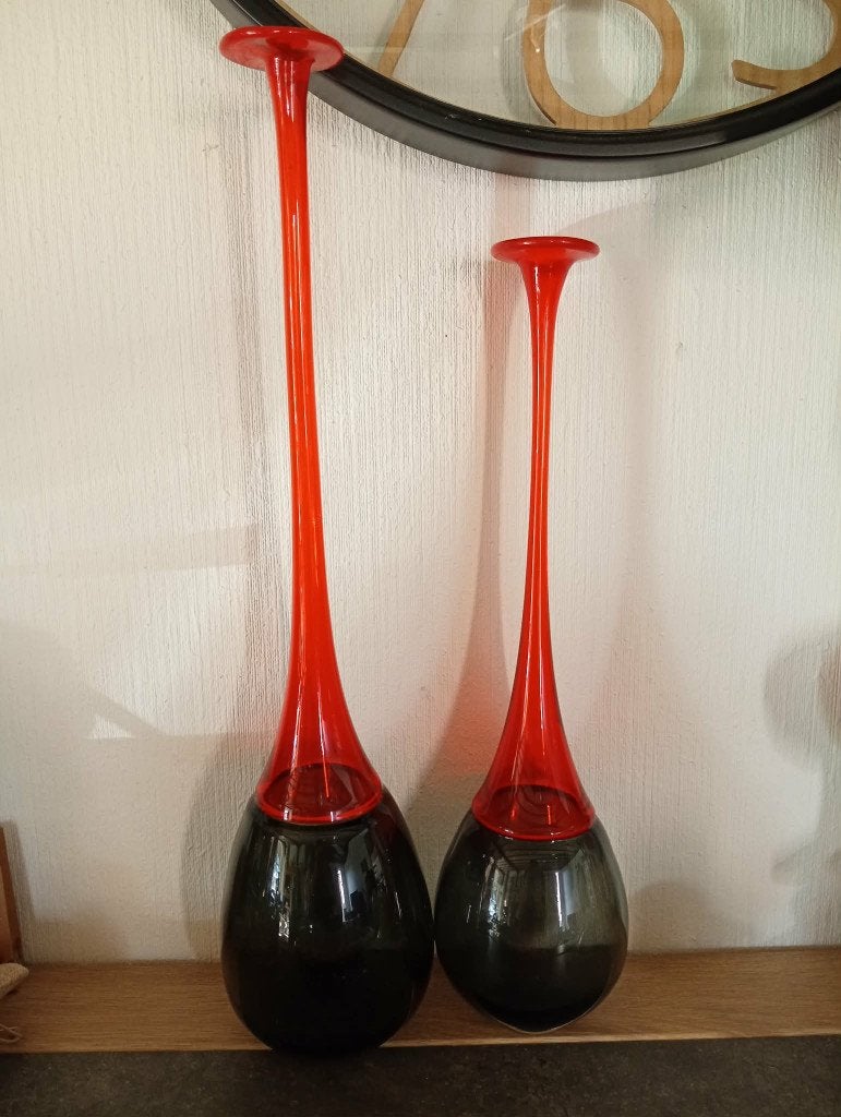 Sandra Rich Special Artglass, Vaas, Handgemaakt, Rood, 50 cm