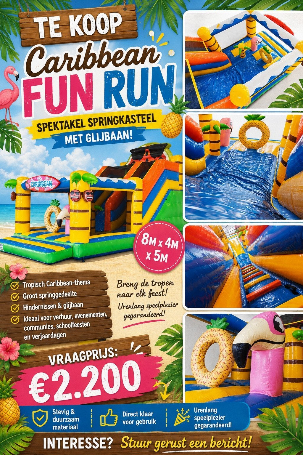 Springkasteel te koop, Enlèvement, Comme neuf