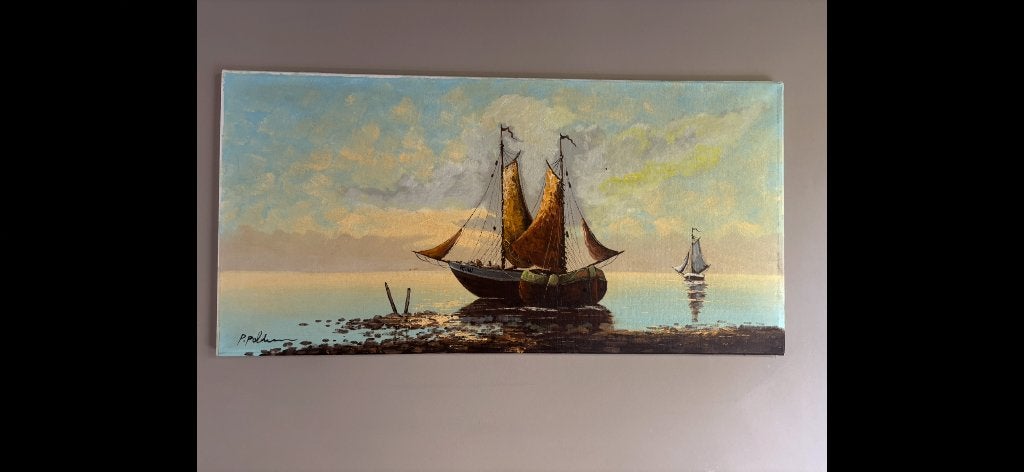 Peter Polderman origineel maritiem schilderij – 8039cm, Enlèvement ou Envoi, Peinture à l'huile, Signé, Maritime / eau