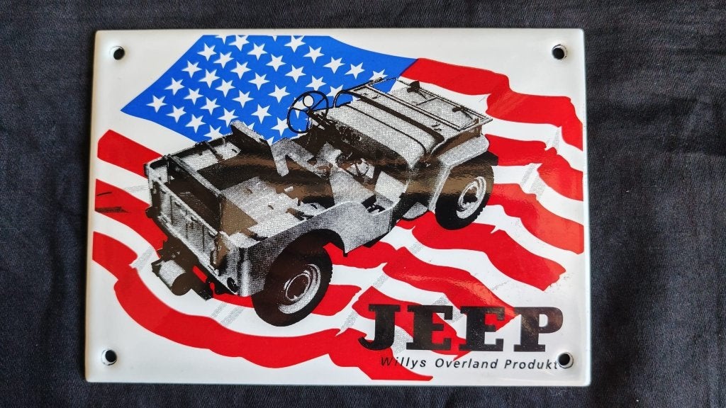 Emaille bordje Jeep - Willys Overland Produkt, Ophalen of Verzenden, Nieuw, Auto's