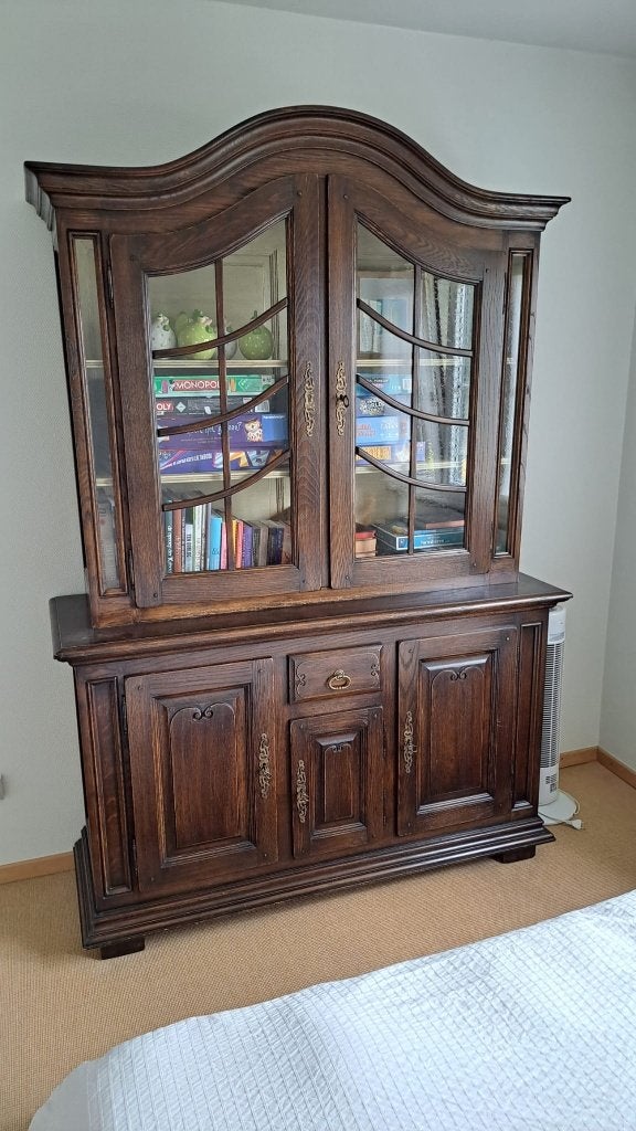 Eiken vitrine kast, Maison & Meubles, Enlèvement, Comme neuf, Chêne, Avec tiroir(s)