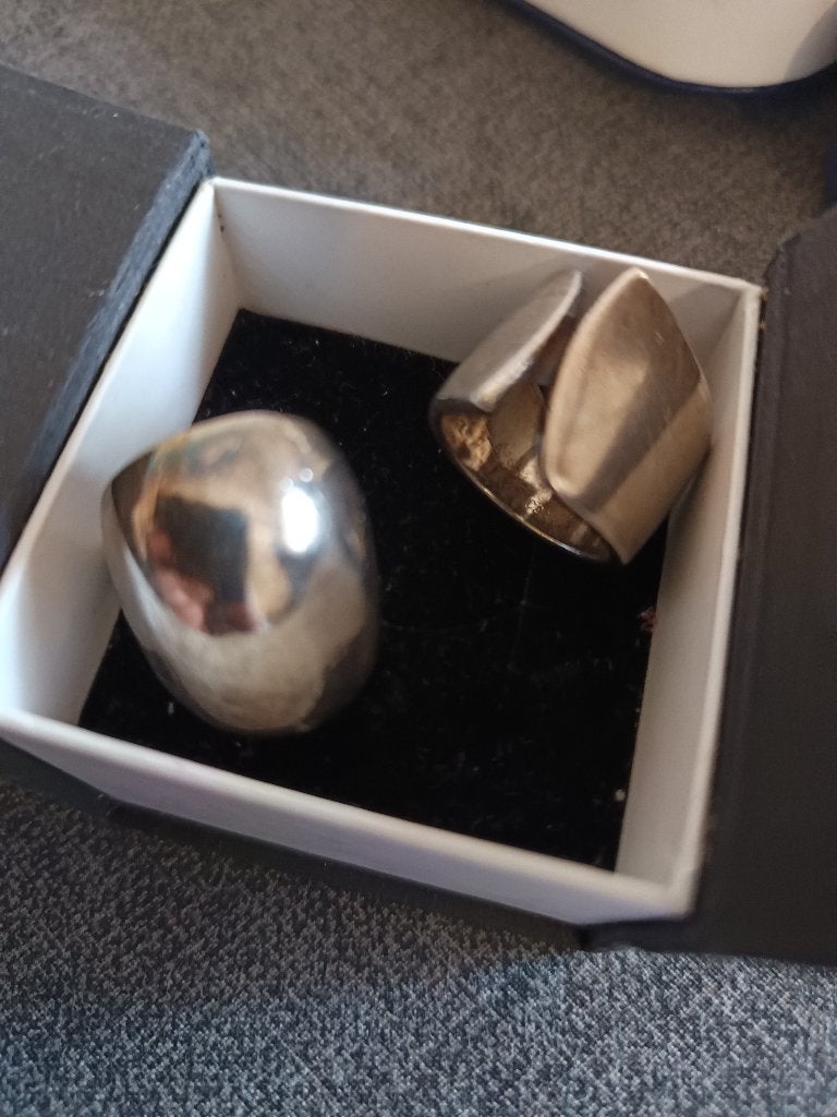 2 bagues design en argent massif, Enlèvement, Argent