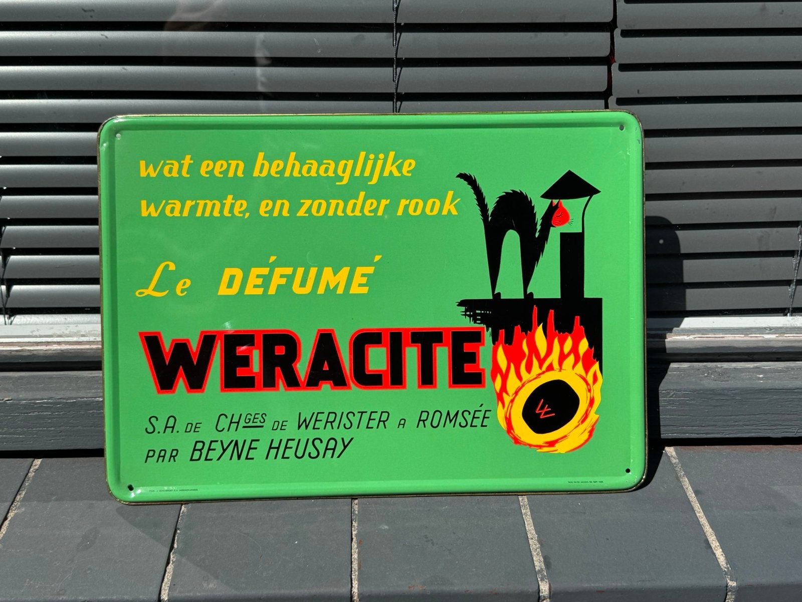 Blikken reclamebord Weracite, Verzamelen, Ophalen of Verzenden, Gebruikt, Reclamebord