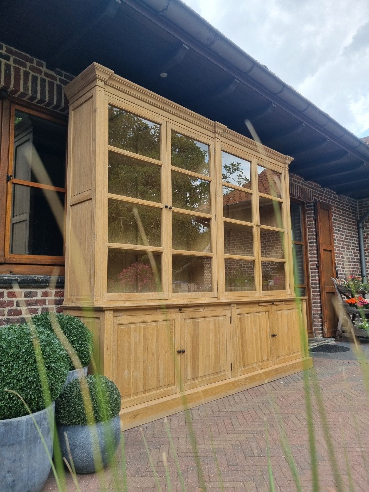 Buffet/vitrine en chêne art., 25 à 50 cm, ., Comme neuf, Landelijk