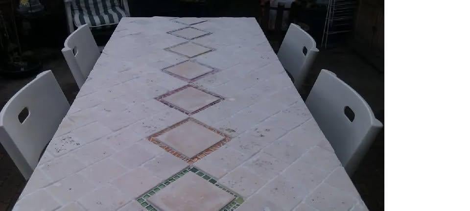 rechthoekige tuintafel handmade, Tuin en Terras, Ophalen, Gebruikt, Rechthoekig, Overige materialen