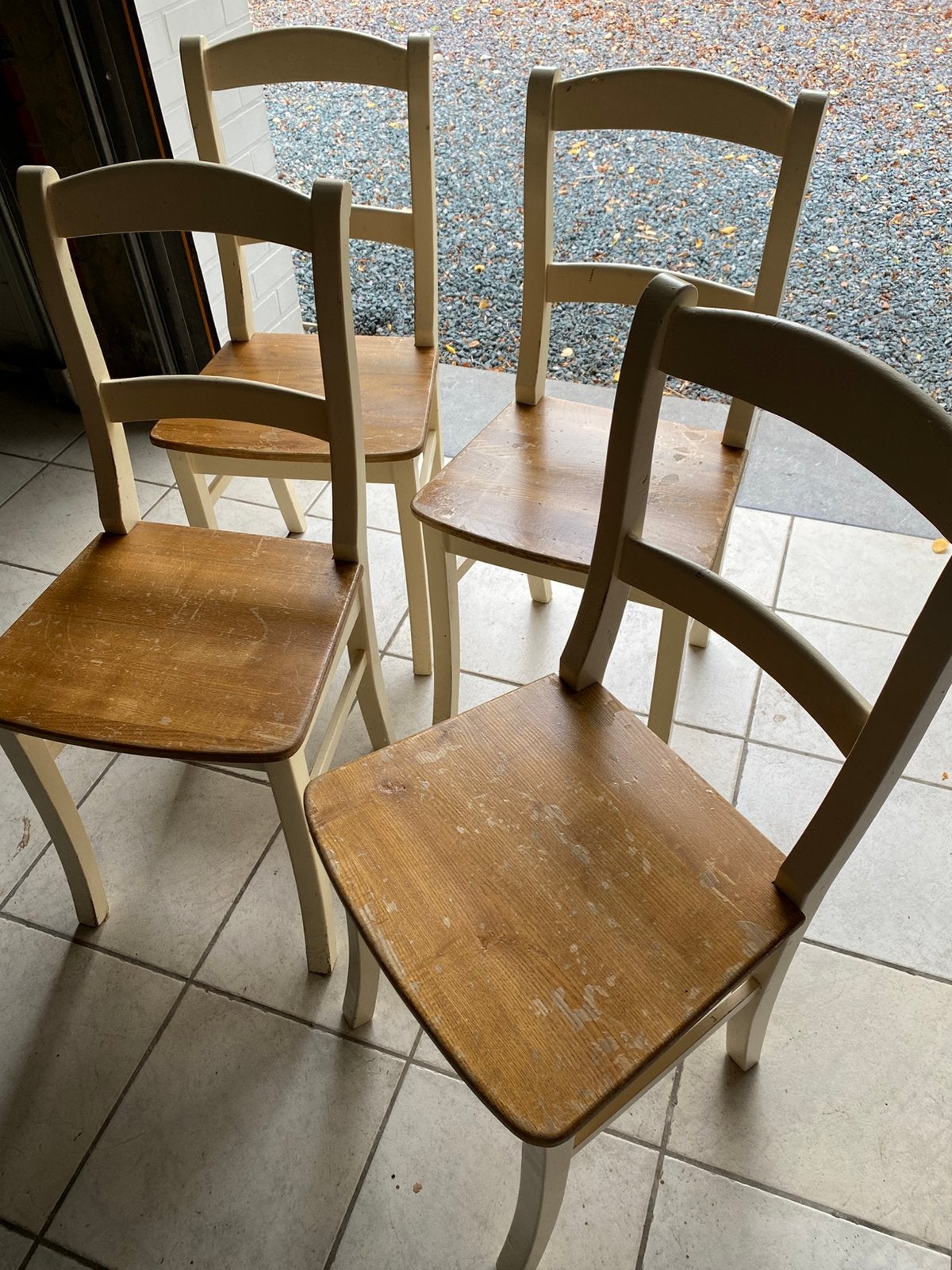 4 stoelen, Huis en Inrichting, Ophalen, Gebruikt, Wit, Vintage