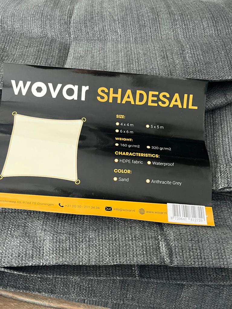 Schaduwdoek 6m x 6m, Tuin en Terras, Schaduwdoeken, Ophalen, Nieuw