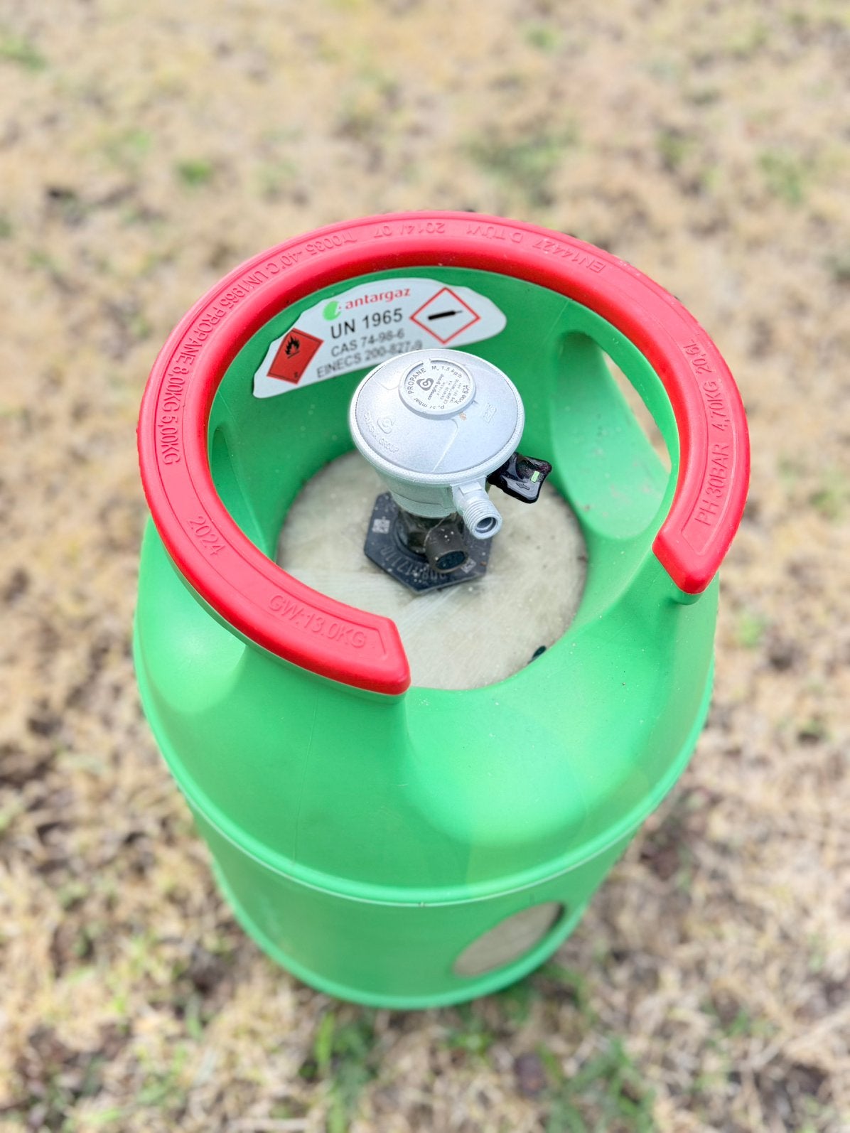 Antargaz Calypso lichtgewicht gasfles + ontspanner, Ophalen, Gebruikt