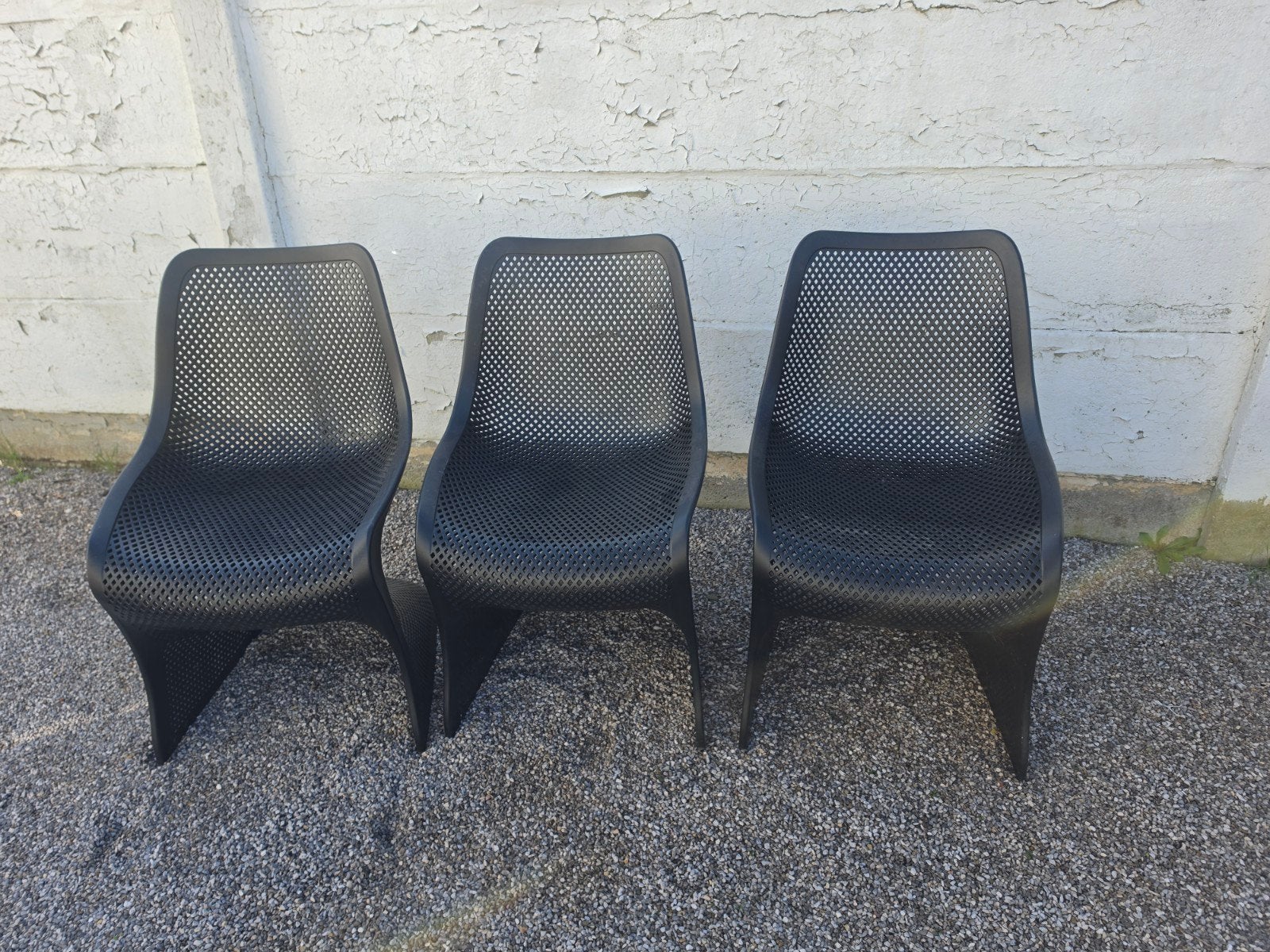 3x zwarte tuinstoel, Ophalen, Zo goed als nieuw, Kunststof, Stapelbaar