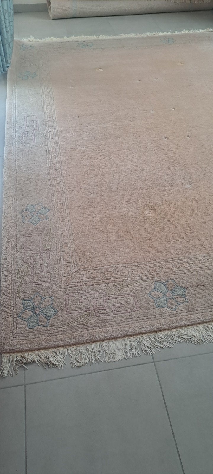 Twee grote wollen tapijten te koop Nepal, Huis en Inrichting, Ophalen, Gebruikt, Beige, Rechthoekig