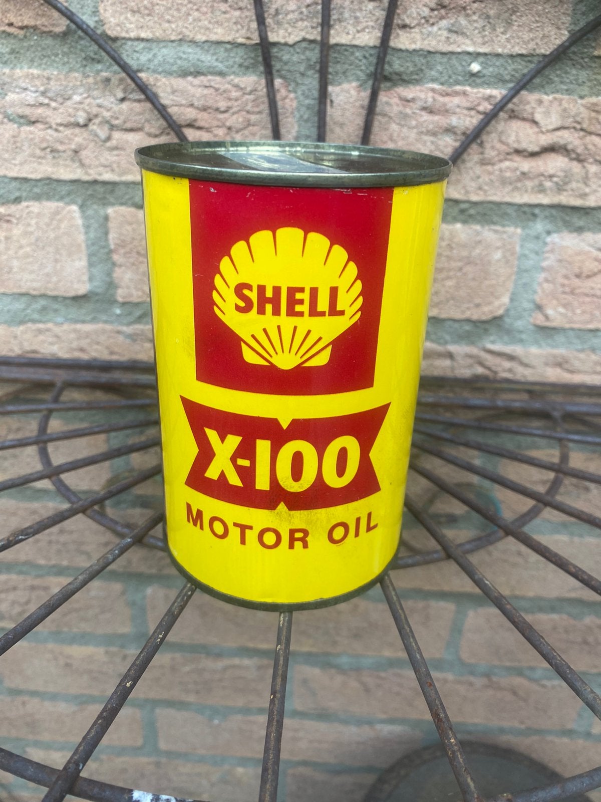 Shell X100 Motor Oil olieblik 1pint, Verzamelen, Ophalen, Zo goed als nieuw