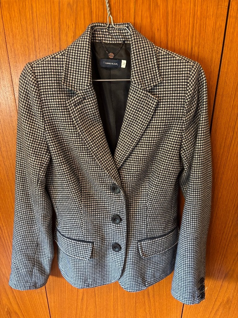 Winterblazer met zwart-wit jacquard motief, Ophalen, Terre Bleue, Zwart, Nieuw