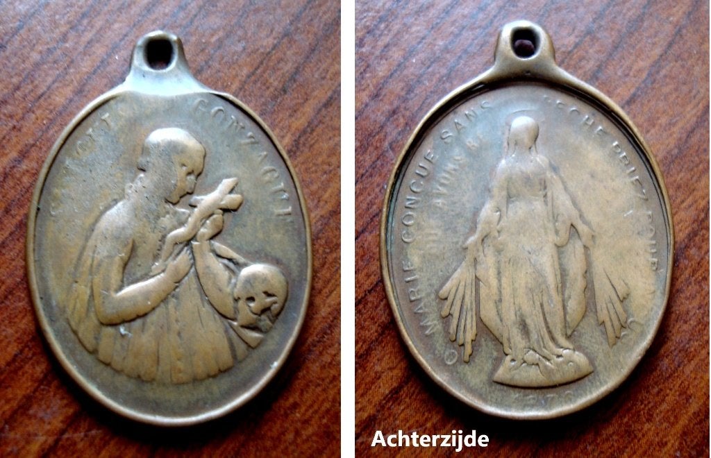 Oude christelijke medaille met Louis Gonzague, Collections, Religion, Envoi, Utilisé, Autres types, Christianisme | Catholique