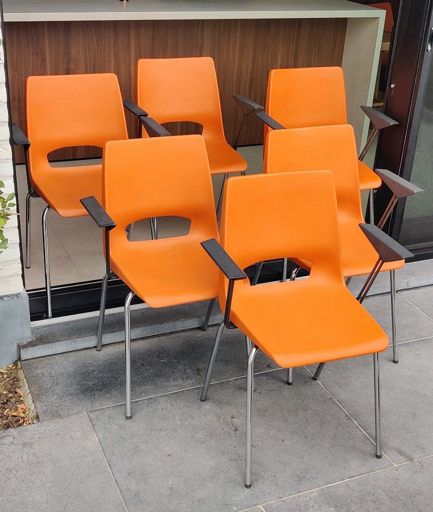 Prachtige set (6 of 8) vintage eetkamerstoelen, Ophalen, Overige kleuren, Midcentury, Kunststof