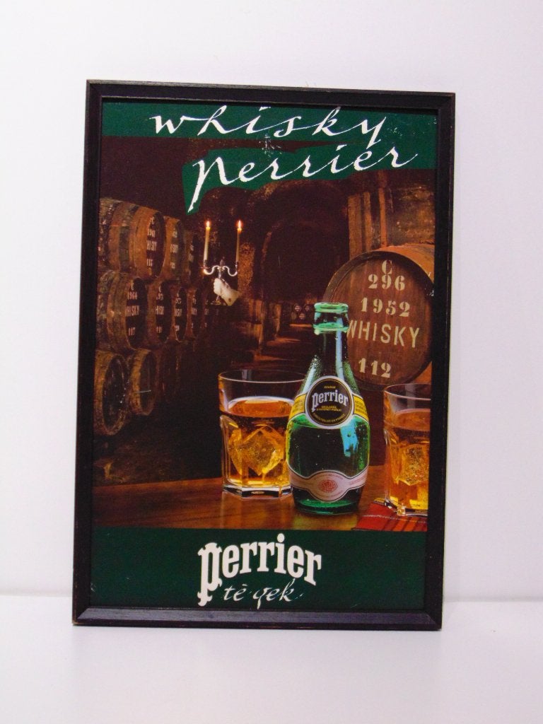 Vintage Perrier Whisky reclame, Ophalen of Verzenden, Gebruikt, Reclamebord