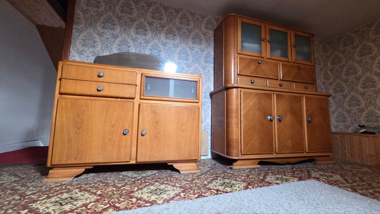 Ensemble de meubles vintage en chêne - buffet et buffet avec, Enlèvement