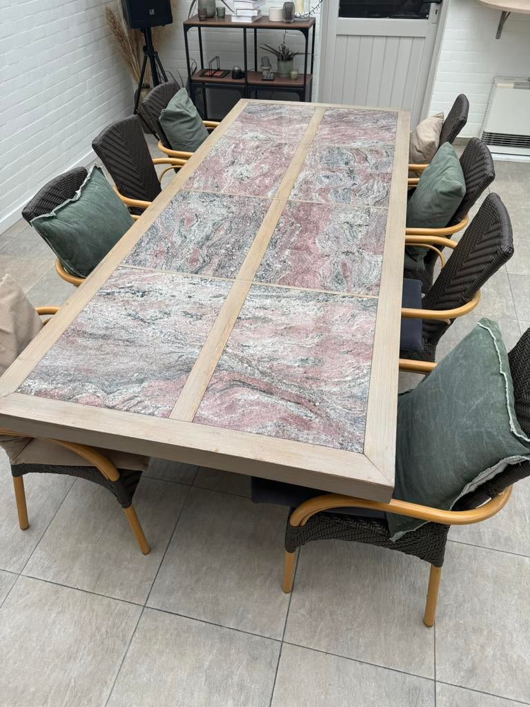 Tafel 8-10p, Tuin en Terras, Ophalen, Zo goed als nieuw, Rechthoekig, Hout