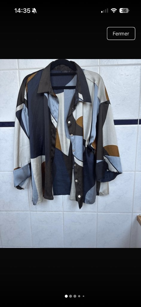 Chemise satinée Zara, Taille 42/44 (L), Enlèvement ou Envoi, Comme neuf, Bleu