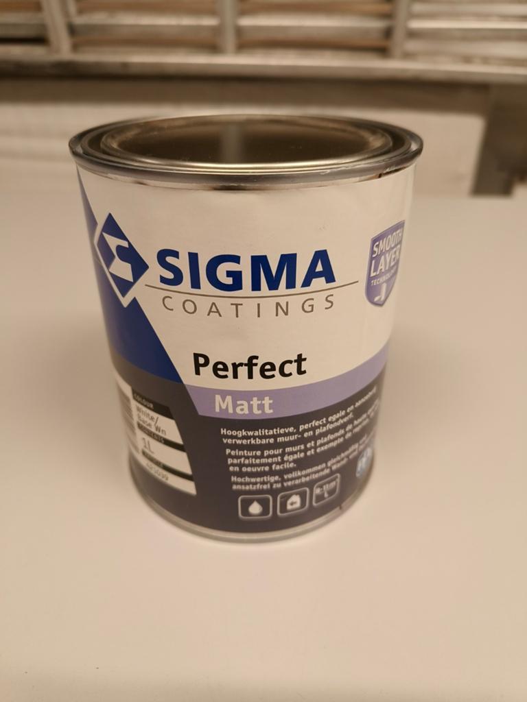 Sigma Perfect Matt Wit 1 liter, Ophalen, Gebruikt, Wit, Verf