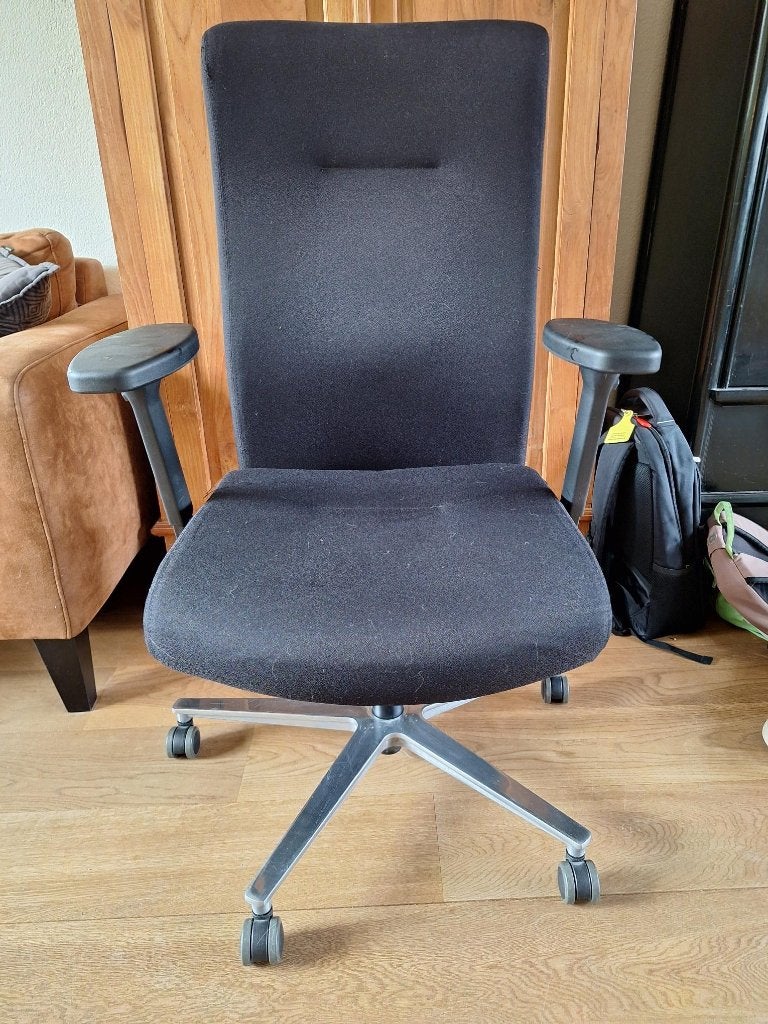 Chaise de bureau Rovo de luxe avec pompe lombaire en noir, Enlèvement ou Envoi, Utilisé, Chaise de bureau, Ergonomique