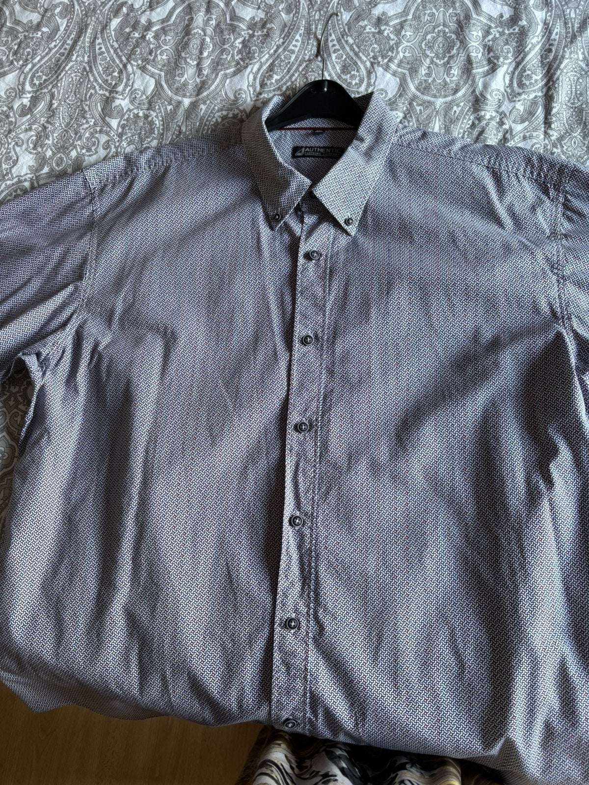 Heren hemd, korte mouw, blauw met wit, maat 45/46, niet gedr, Ophalen, Zo goed als nieuw, Blauw