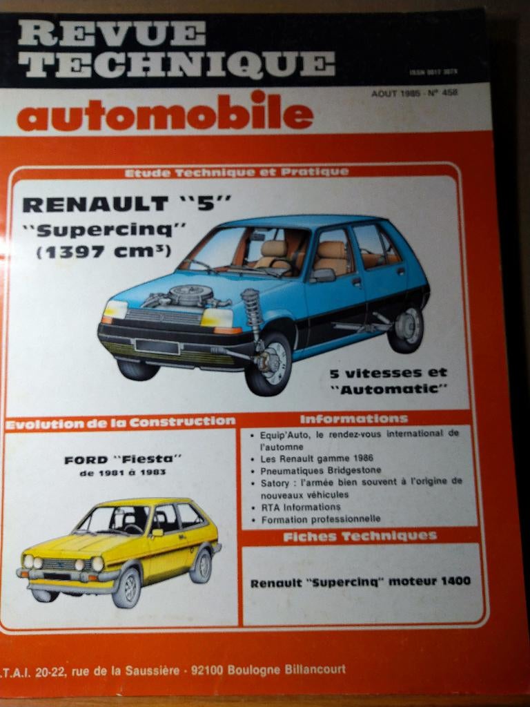 RTA 458 - Renault 5 - Août 1985, Enlèvement ou Envoi
