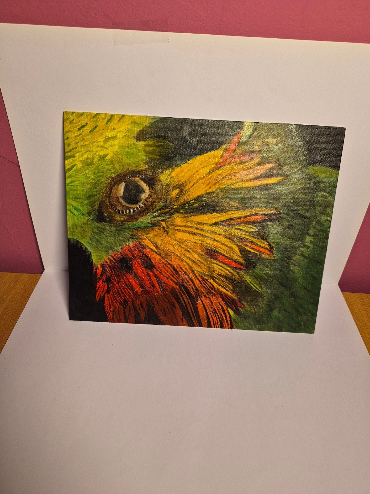Oiseau fait main, huile sur toile, Enlèvement