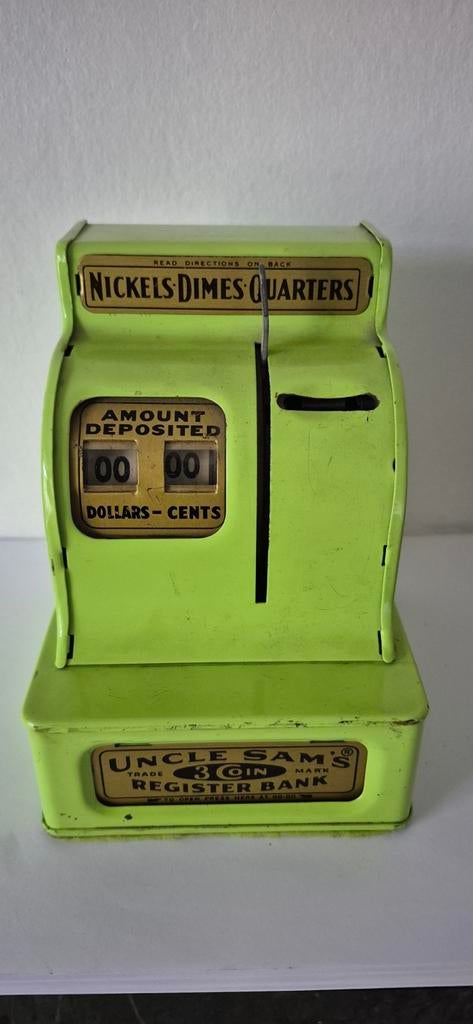 Vintage blikken Uncle Sam spaarpot (jaren 50), Verzamelen, Ophalen of Verzenden, Gebruikt