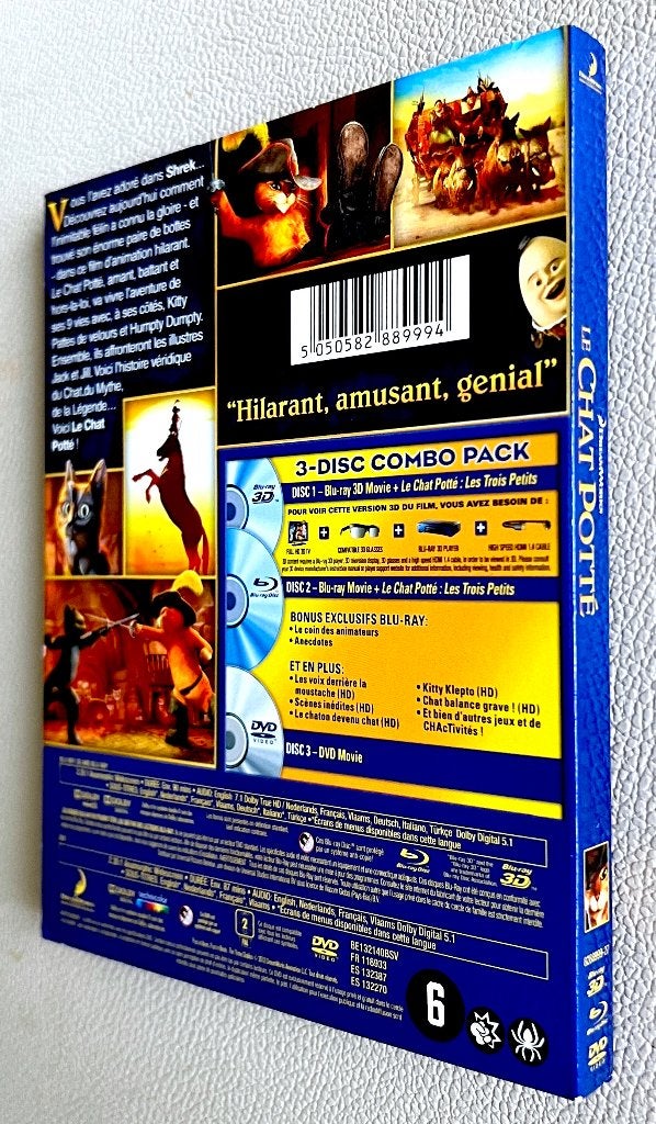 PUSS IN BOOTS (3D + 2D) Met Audio NL & OT NL /// 2 BLURAY, Cd's en Dvd's, Inclusief extra's, Film, Ophalen of Verzenden, Vanaf 6 jaar