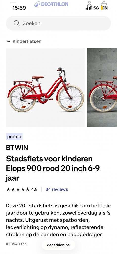 Kinderfiets, Fietsen en Brommers, Ophalen, 20 inch of meer, B-Twin, Zo goed als nieuw