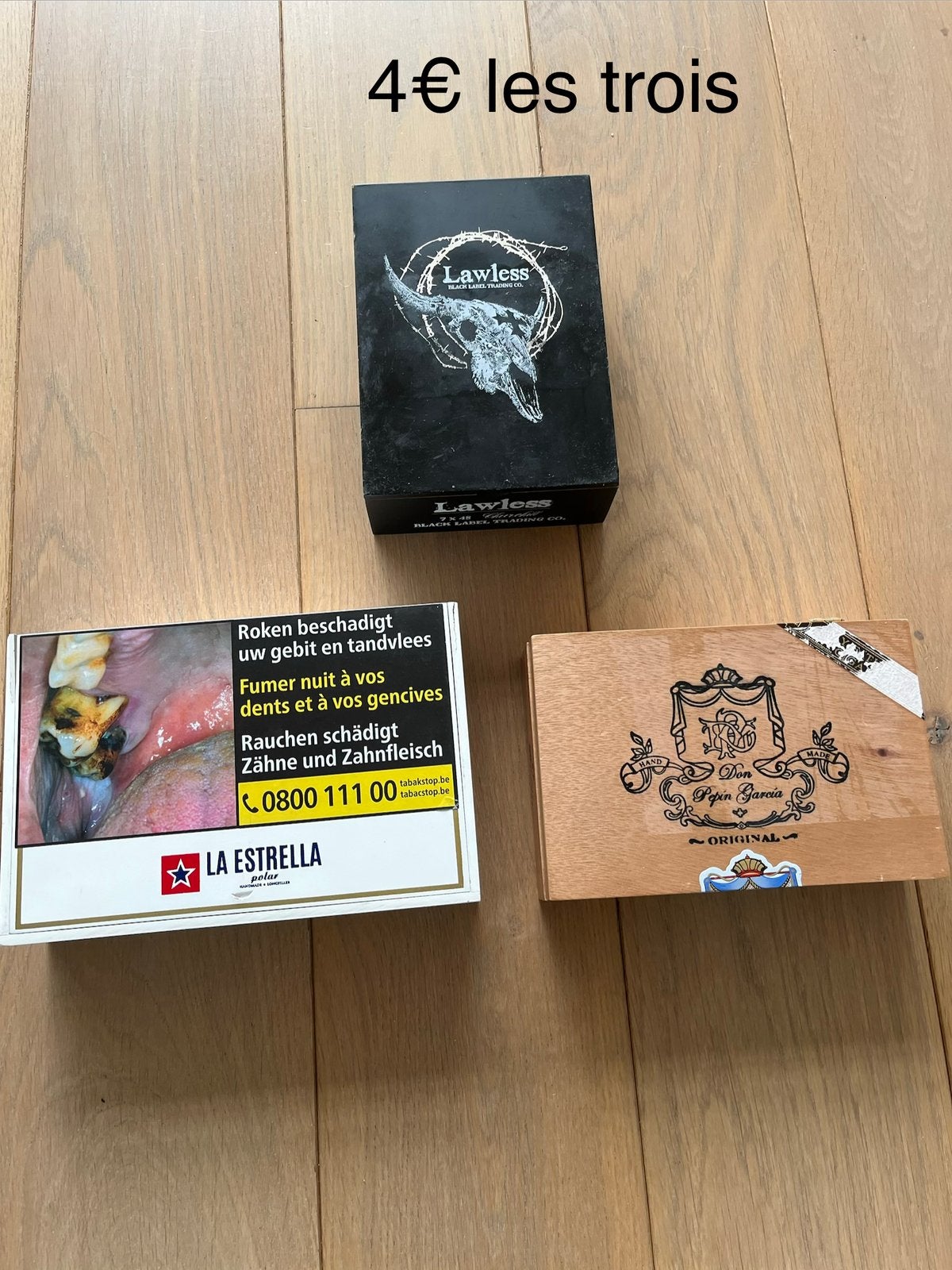 Boîtes de cigares vides, Ophalen, Zo goed als nieuw