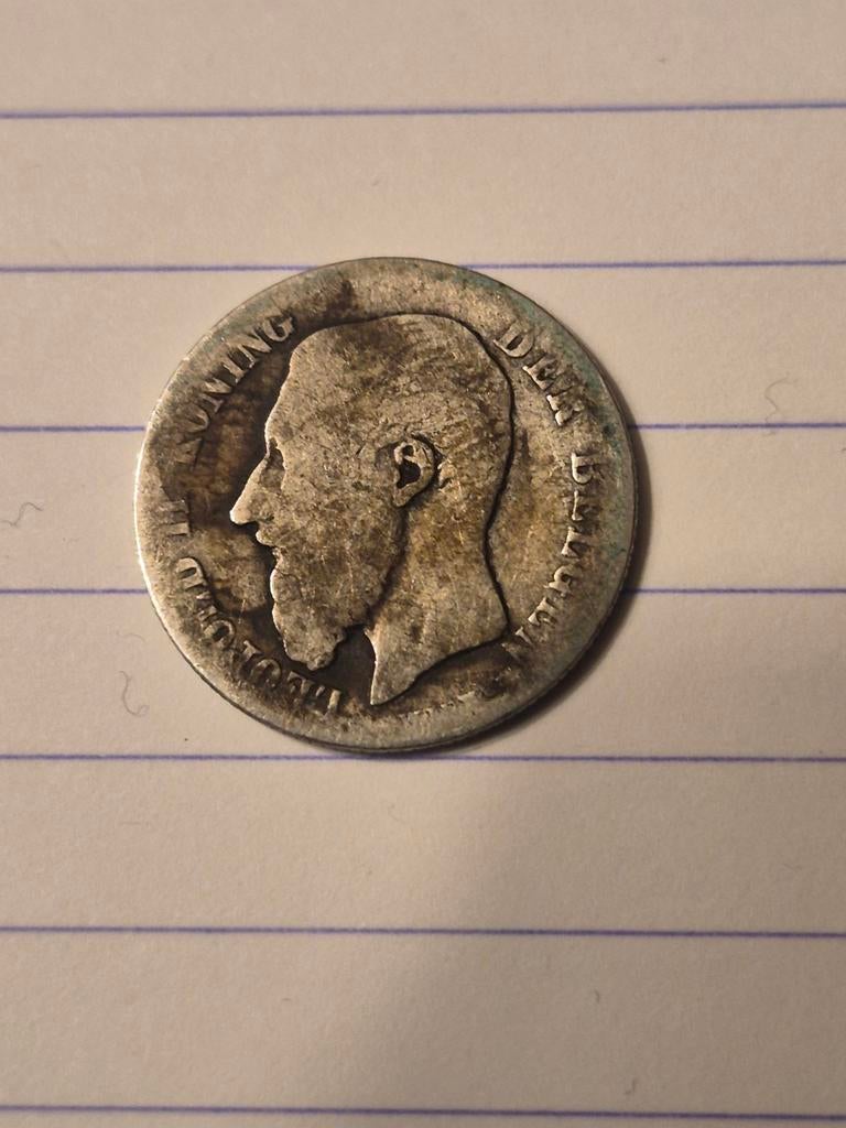 Zilverstukje 20 cent 1886 vlaams  leopold 1, Monnaie en vrac, Argent, Enlèvement, Argent