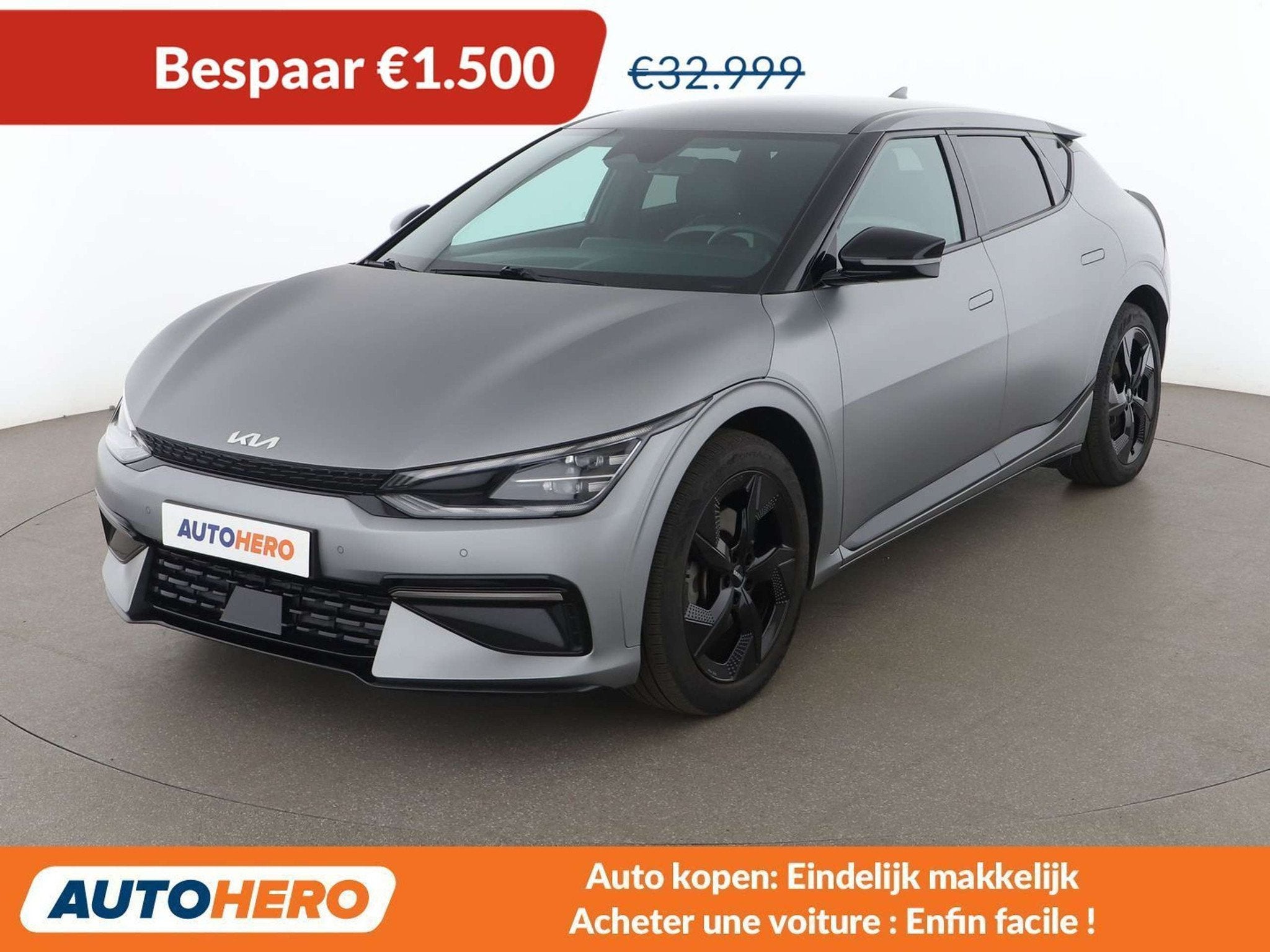 Kia Ev6 electric drive 239 kW GT Line 4WD (bj 2022), Auto's, Automaat, Gebruikt, Zwart, Alcantara