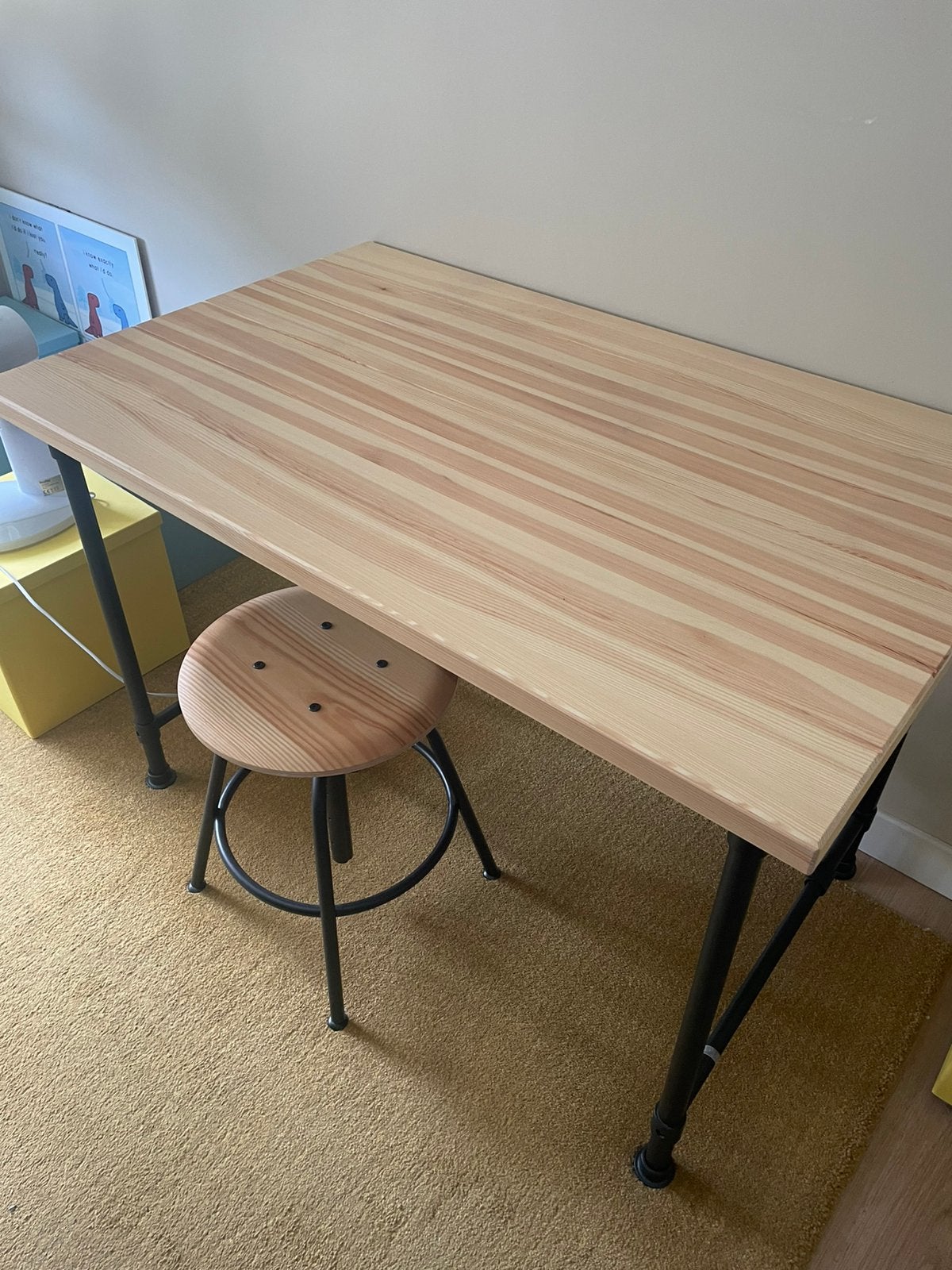Bureau kullaberg ikea met krukje, 110 cm, Comme neuf, IKEA, Industriel