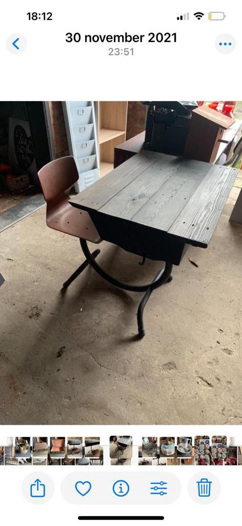 Mooi hout met ijzer bureautje,heel decoratief, Enlèvement ou Envoi
