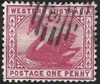 1 Postzegel West-Australië 1890 Zwaan, Enlèvement ou Envoi, Affranchi