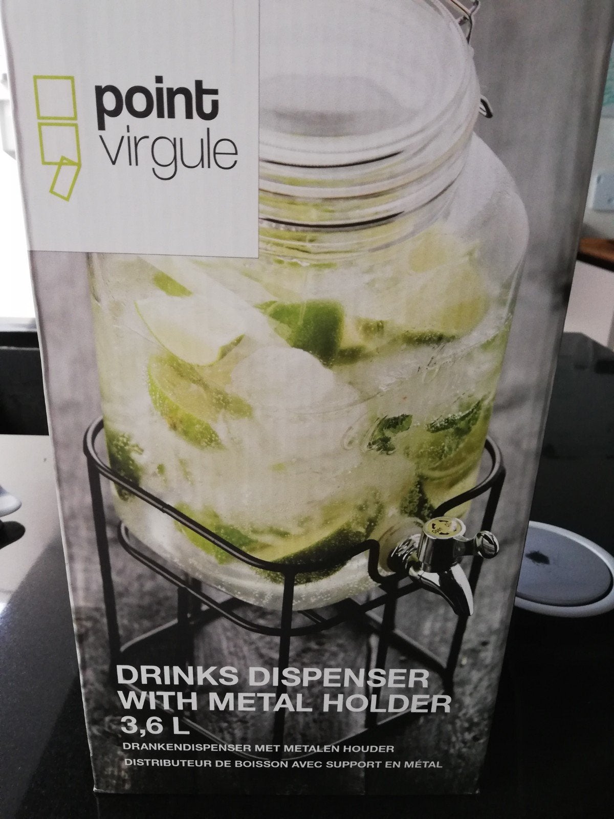 Drankdispenser Point virgule Glas 3,6L, Huis en Inrichting, Keuken | Keukenbenodigdheden, Ophalen
