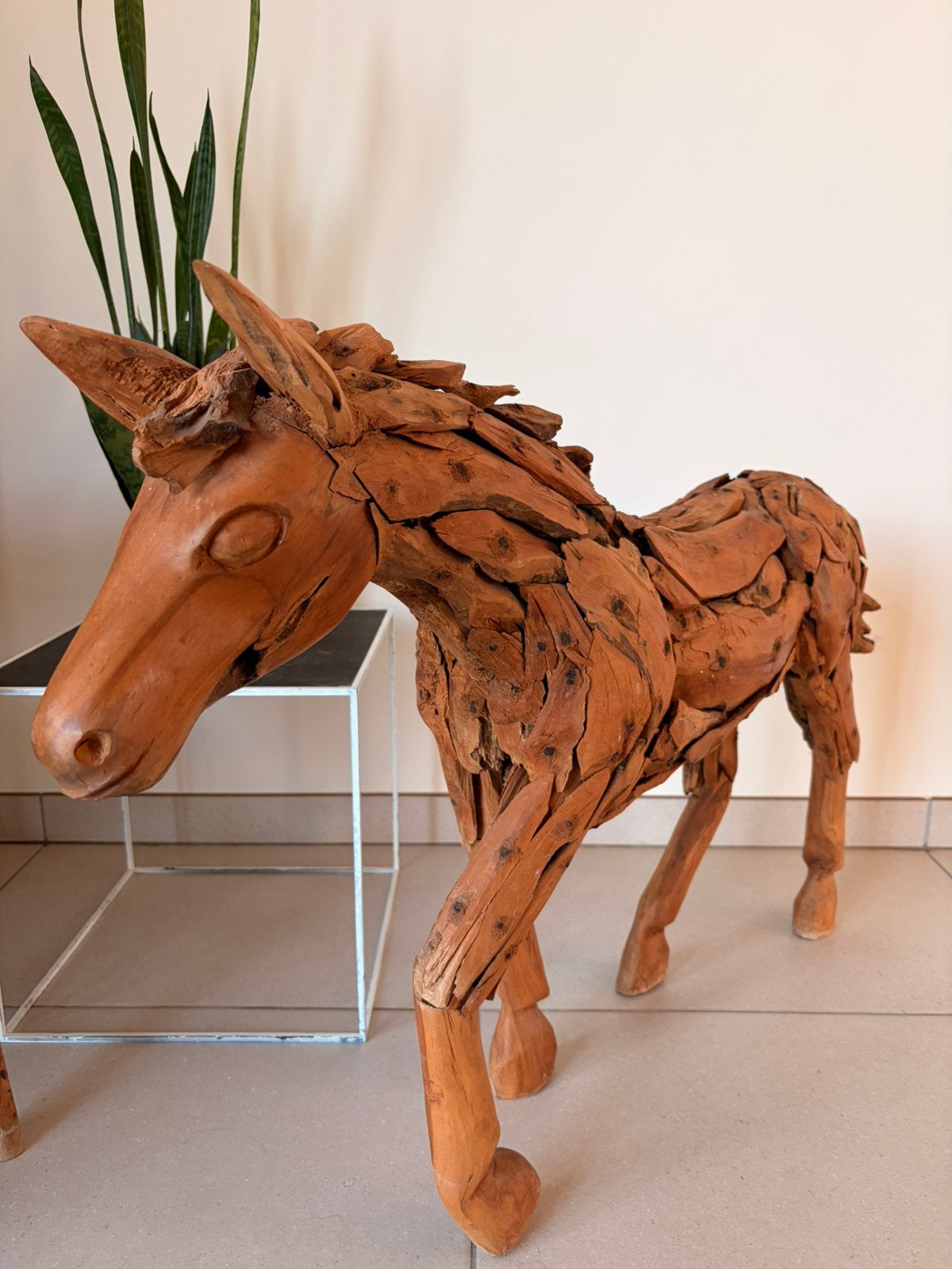 Uniek teakhouten paardenbeeld, Ophalen, Hout, Handgemaakt