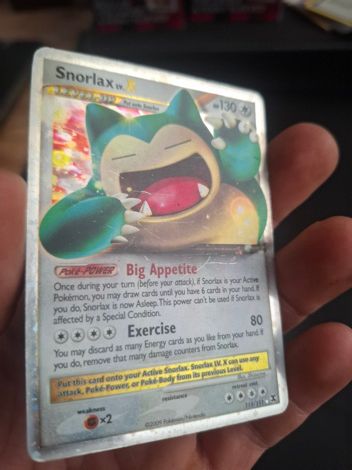 Pokémon Kaart: Snorlax LV.X (Foil, 2009), Ophalen of Verzenden, Foil