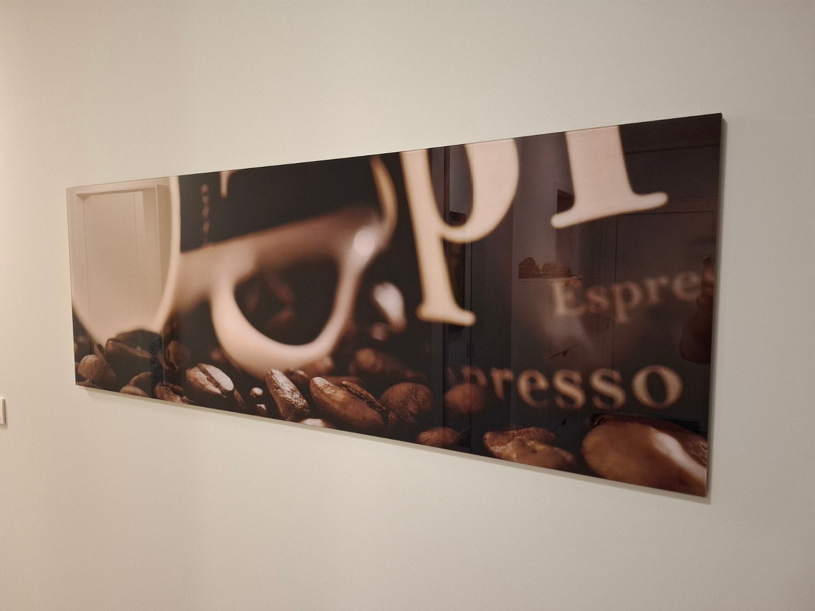 Espresso foto op glas.Spatwand of decoratief(online=te koop), Ophalen, Glas