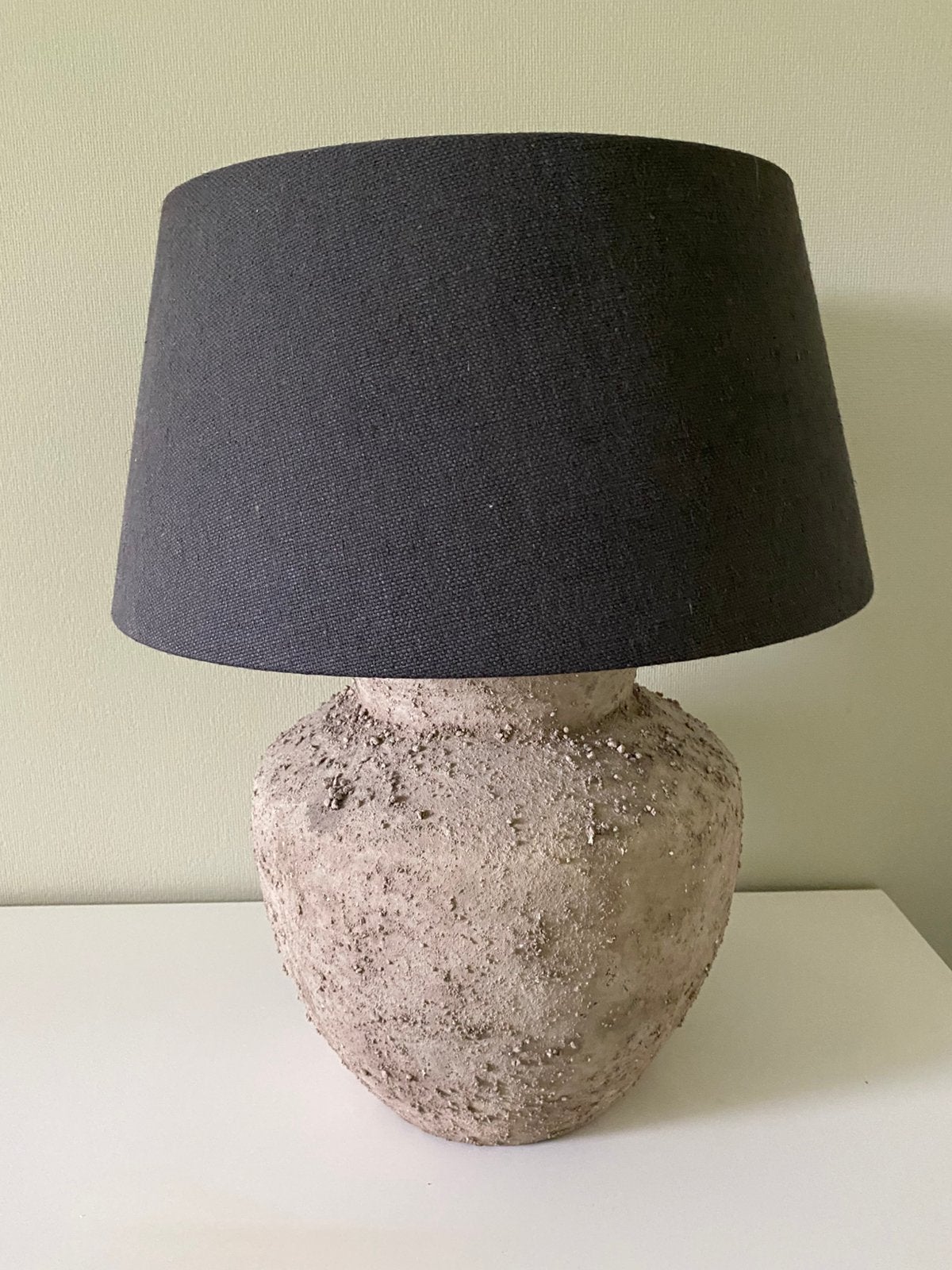 Terracotta Lamp + lampekap zwart, Huis en Inrichting, Ophalen, 20 cm, Tafellamp, Zwart