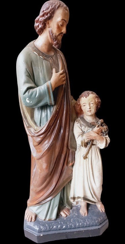 groot heiligenbeeld "Jozef met kindje Jezus"., Antiek en Kunst, Ophalen