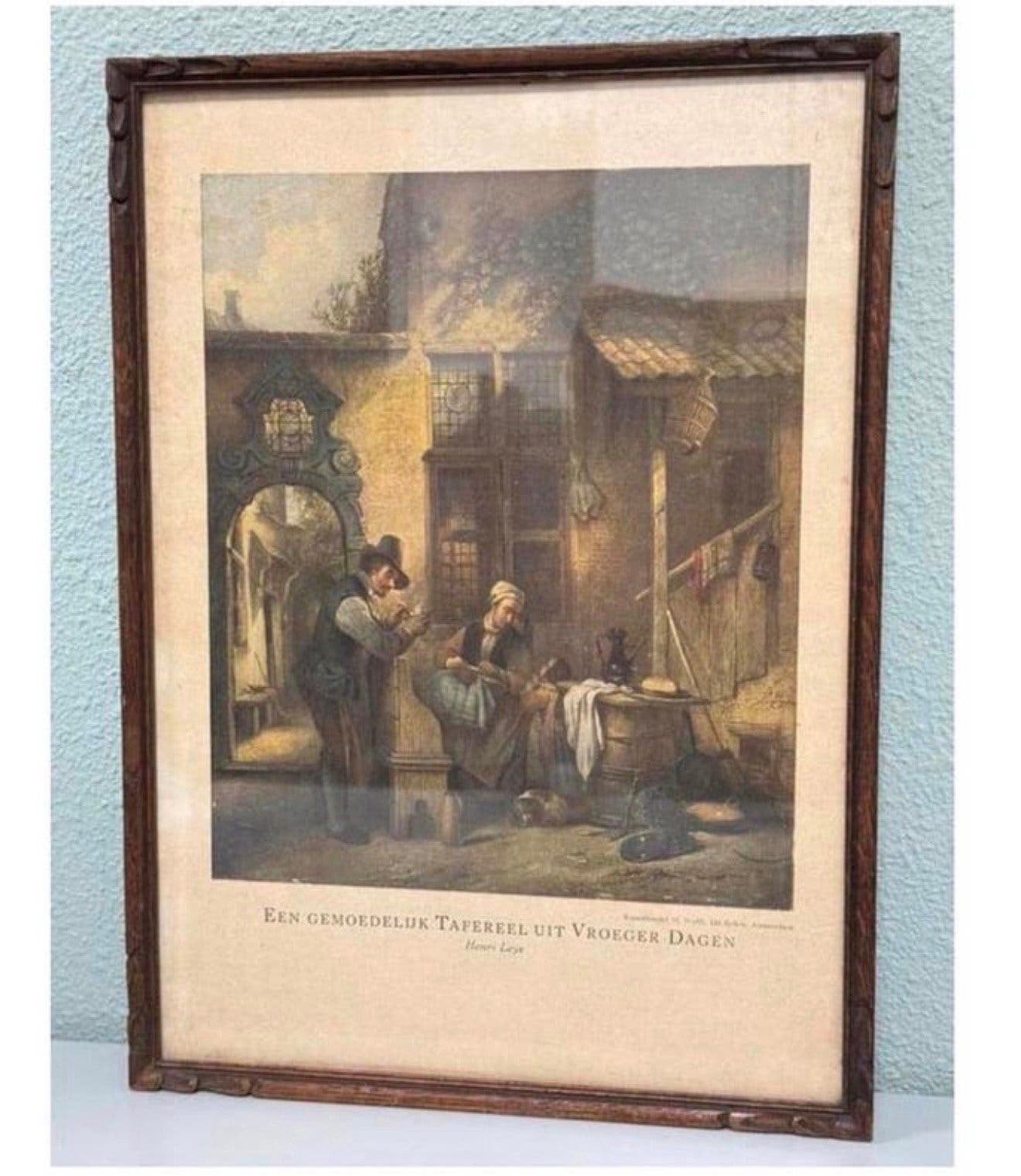 Antieke Foto Prent kunstwerk Kunsthandel M. Wolff Henri Leys, Ophalen of Verzenden, Foto