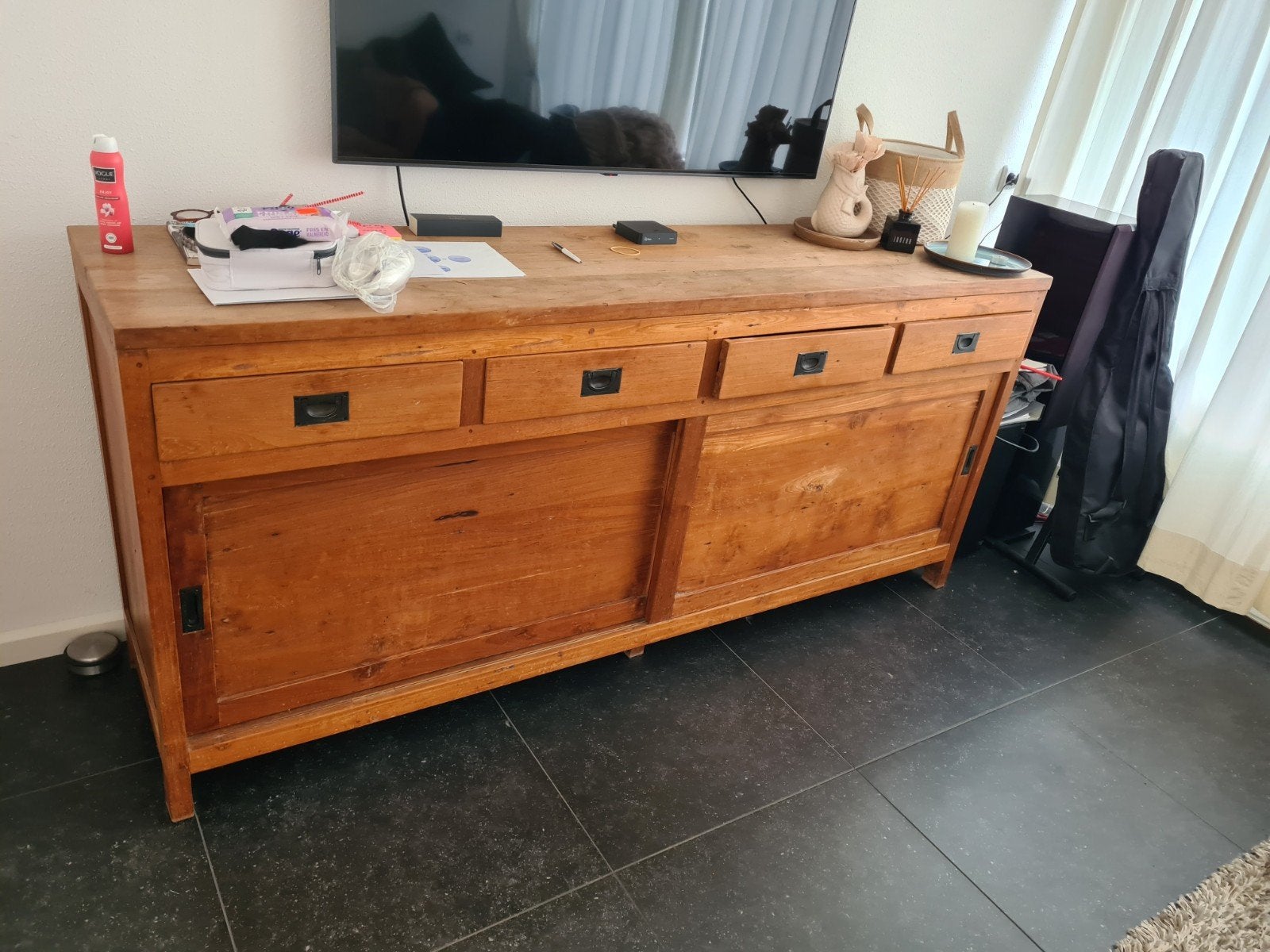 teak houten dressoir, Ophalen, Gebruikt, Teakhout, Met lade(s)